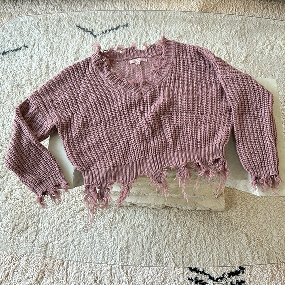 Love Tree distressed crop sweater - Picture 3 of 6